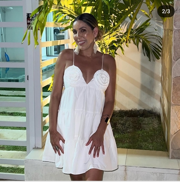 ZARA  MINI DRESS WITH  FLOWERS White - Picture 9 of 11